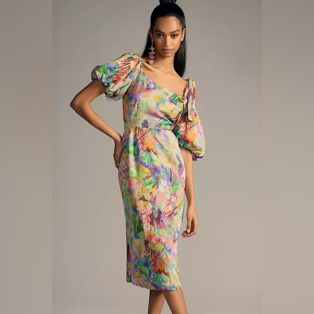 Plenty by Tracy Reese Off Shoulder Puff Sleeve Pastel Floral Dress